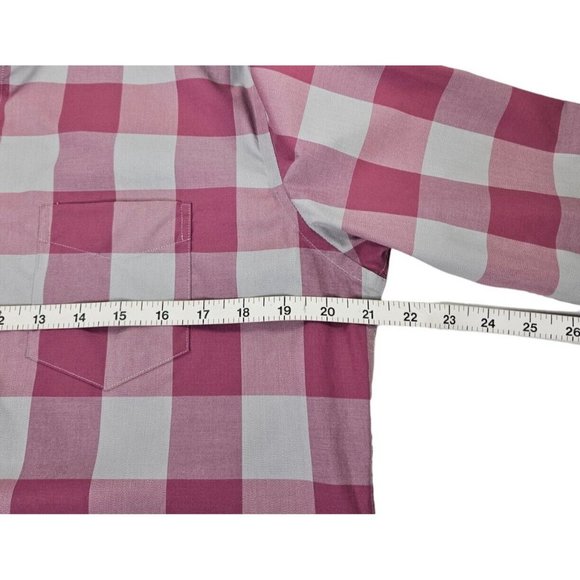 Twillory Tailored Fit Pink Gray Plaid Check Button Up Dress Shirt Men's Medium - Picture 11 of 12